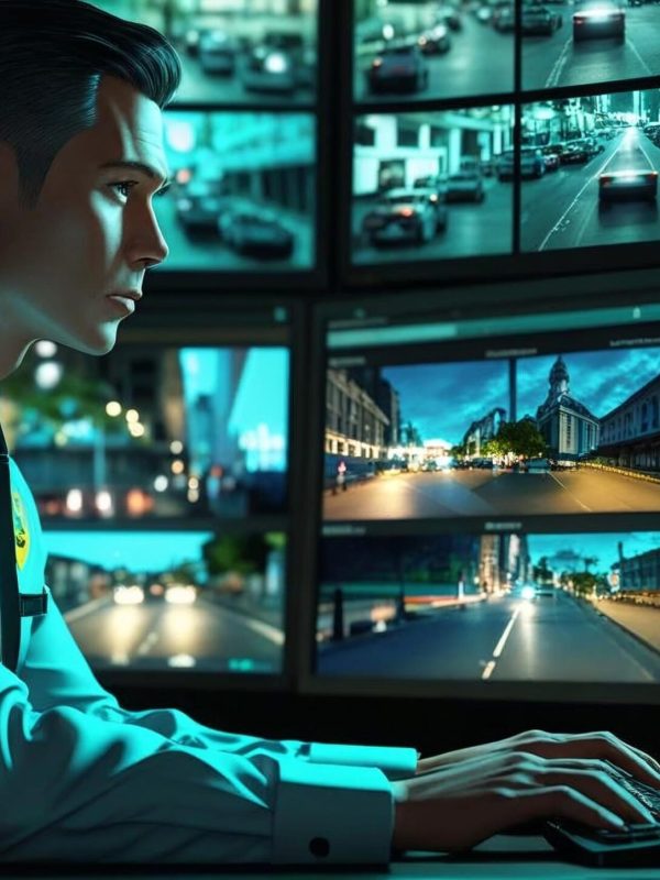 security officer monitoring cctv